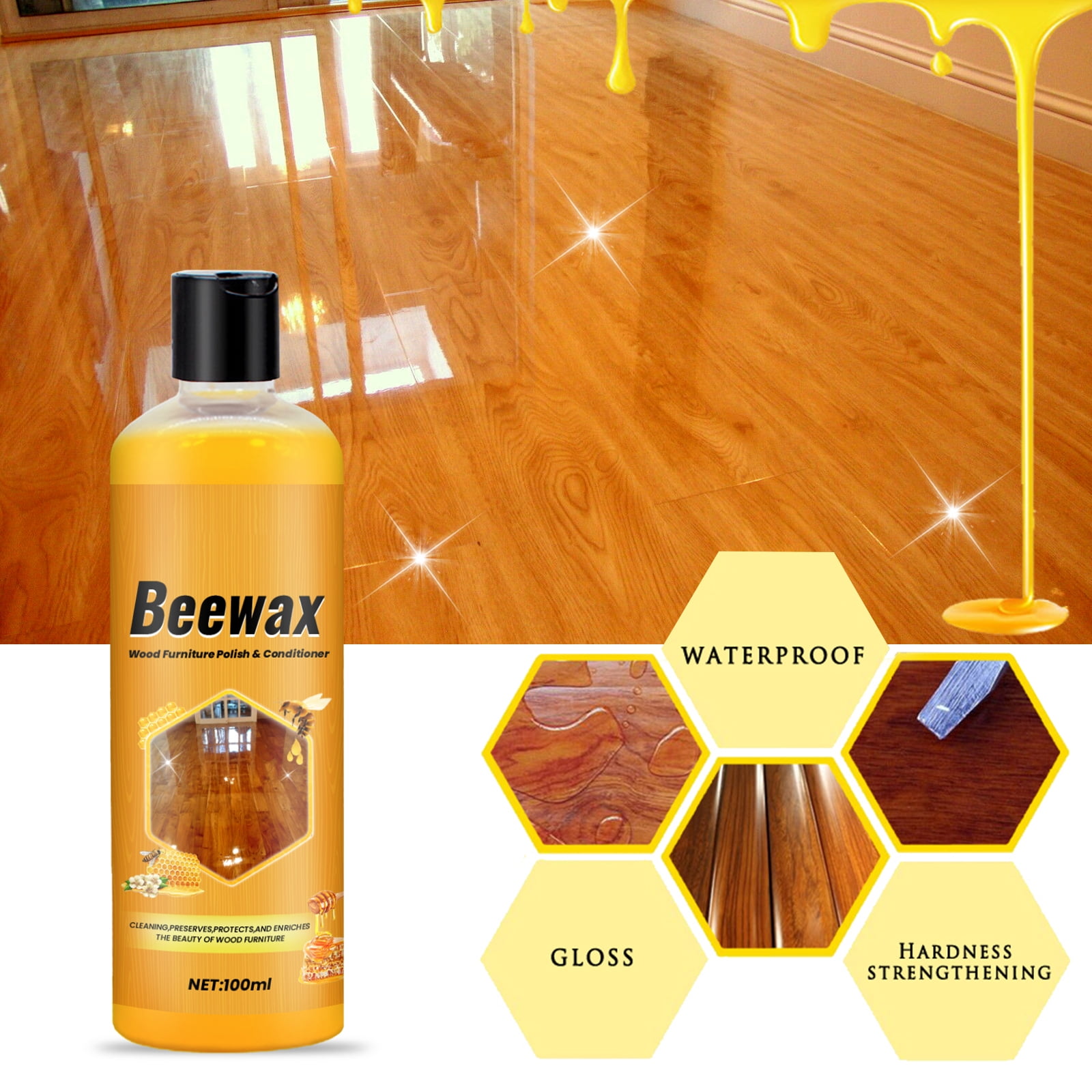 Alvantor Beeswax Wood Polish and Conditioner for Furniture, Waterproof and Restorer Wood Wax, Multipurpose Beeswax Furniture Cleaner, 3.38fl.oz