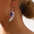 thumbnail image 4 of Soumake 1 Pair Women Hook Earrings American Pride Day Celebration Rhinestone Decor Star Heart Butterfly Hat Wing Pendant Color Matching Patriotic Independence Day Hanging Earrings, 4 of 8