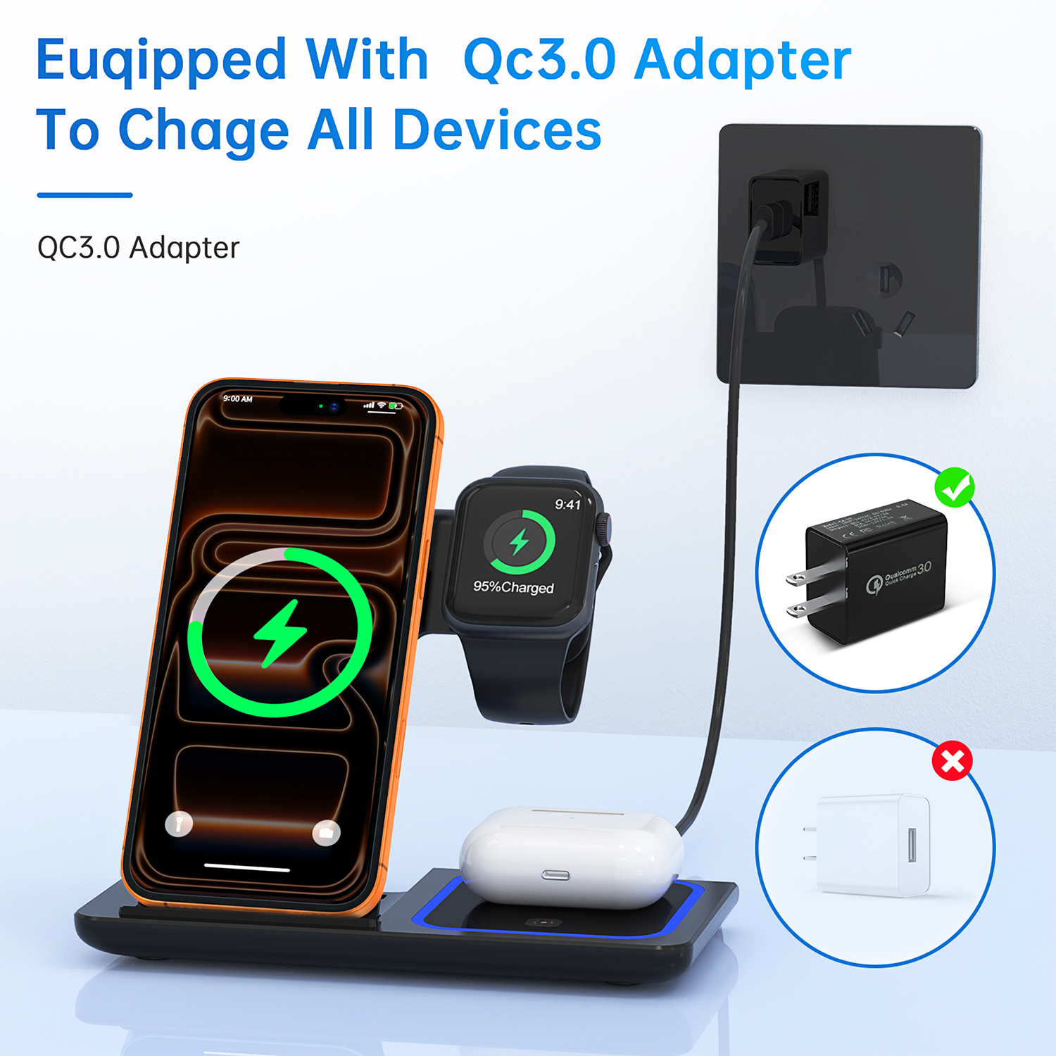 Cshidworld 3-in-1 Wireless Charging Station, 18W Fast Charge photo 5