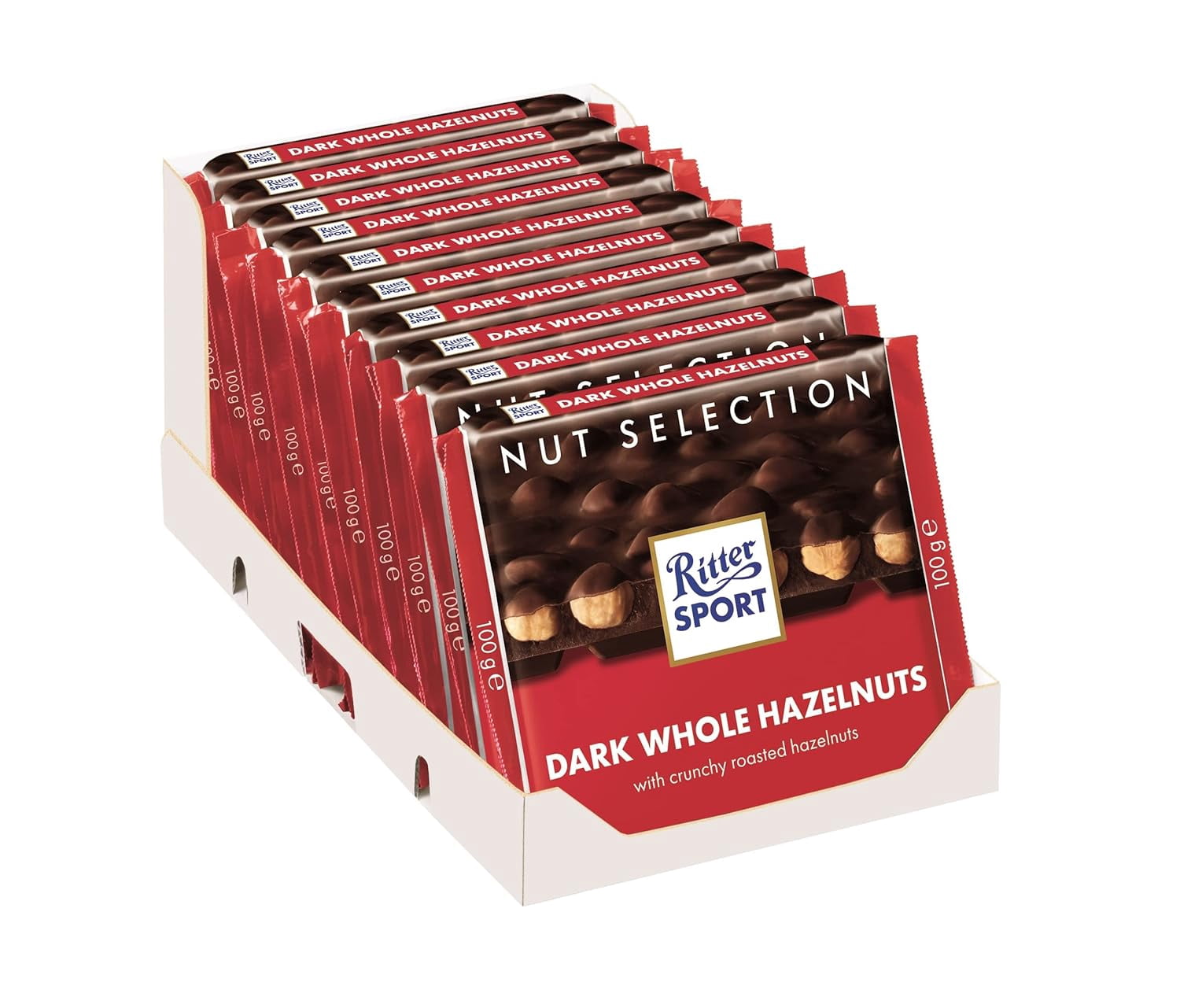 Ritter Sport, Dark Chocolate with Whole Hazelnuts, 3.5-Ounce Bars (Pack of 10)
