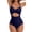NavyBlue, variant on Sexy Tummy Control One Piece Swimsuit for Women Deep V Neck Cutout Swimsuits with Crisscross Back Straps Slimming High Waisted Bathing Suit Size S-2XL