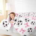 thumbnail image 3 of Erosebridal Cute Bowtie Twin Comforter Sets For Girl,Football Sport Games Ball Theme Kids Bedding Set,Reversible Pink 2 Pieces, 3 of 7