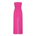 thumbnail image 5 of Gaecuw Womens Jumpsuits Casual Dressy Sleeveless Off the Shoulder Strapless Overall with Pockets Band Collar Solid Onesie One Piece Outfits Casual Loose Long Pants Wide Leg Summer Romper Ankle Length, 5 of 6