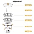 thumbnail image 2 of Ourlova Ensemble de Plats Anti-Frottement pour Buffet, Lot de 2, 5 Qt, Plats Ronds en Acier Inoxydable pour Buffet avec Support de Couvercle et Couvercle en Verre, Serveurs et Réchauds de Buffet, 2 of 7