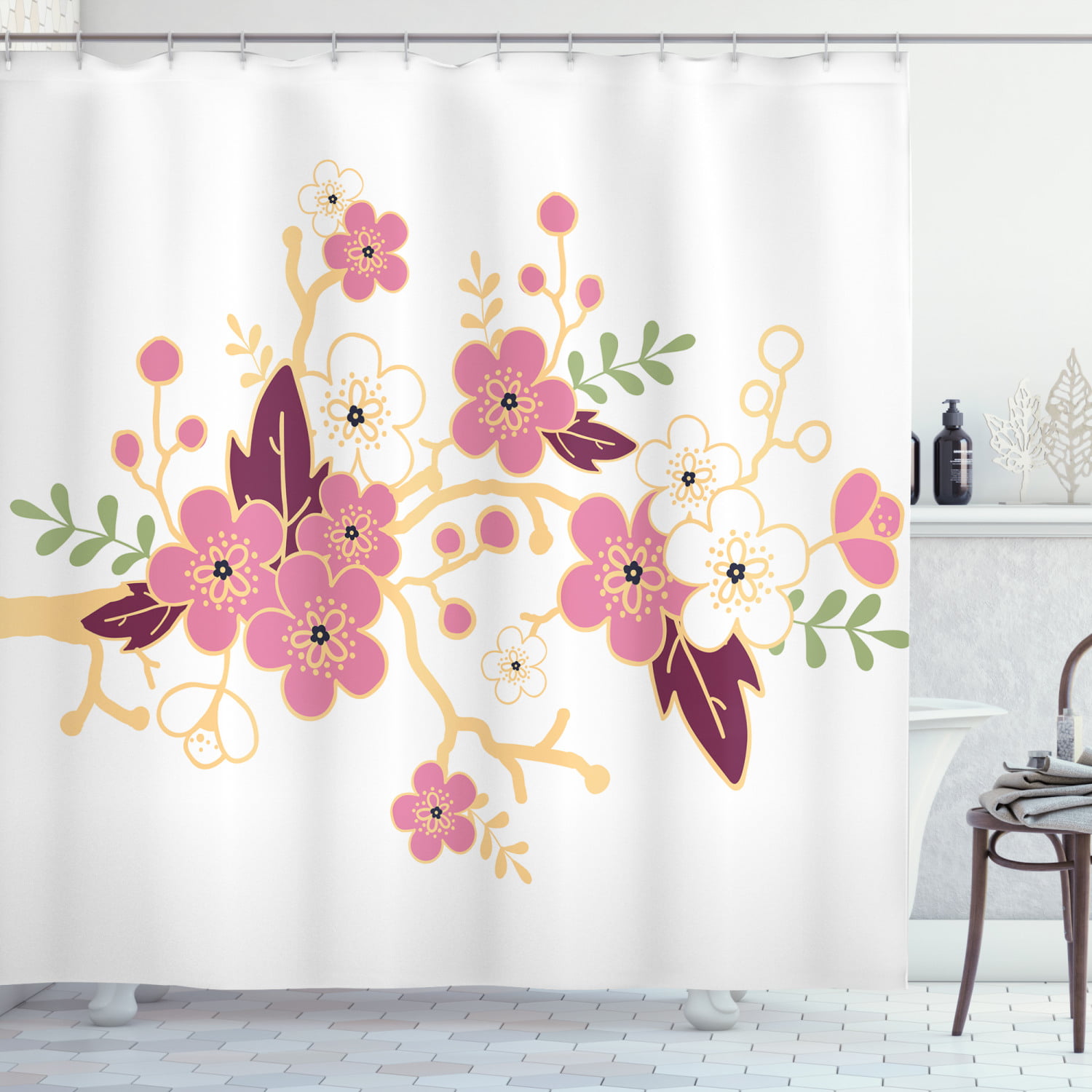 Japanese elements Waterproof Polyester Fabric Shower curtain set Bathroom Decor 