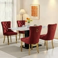 thumbnail image 3 of JESTOP Velvet Dining Chairs Set of 4, Tall Back Side Chair, Modern Upholstered Side Chair with Button Back Ring, Gold Plated Stainless Steel Legs (Red), 3 of 7