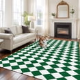 thumbnail image 2 of Green Plaid Area Rugs 5'x8', Washable Small Throw Rugs for Classroom Bedroom, Modern Minimalist Geometric Gingham Checkered Indoor Outdoor Rug Non-Slip Low Pile Carpet Runner Reversible Floor Mats, 2 of 8