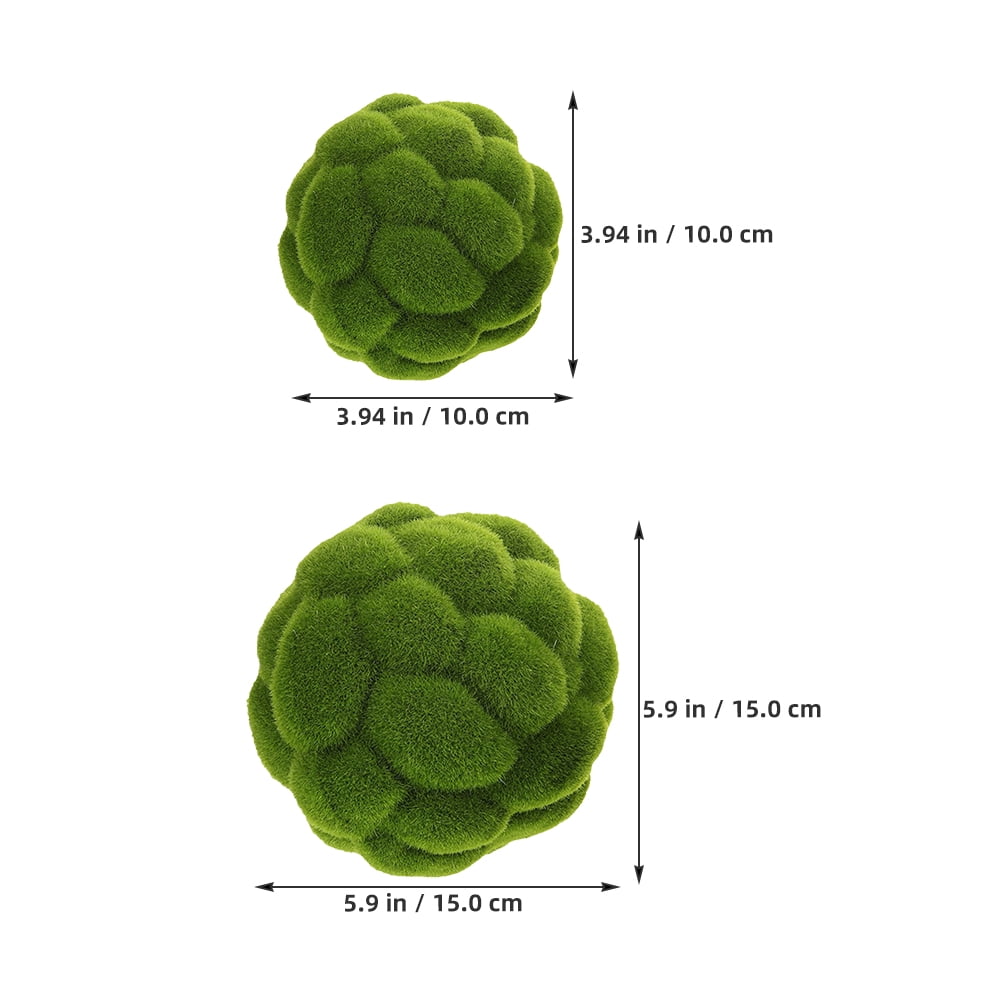 SEWOART 3Pcs Simulated Moss Decorative Balls Green Faux Plant Spheres for Landscape Display