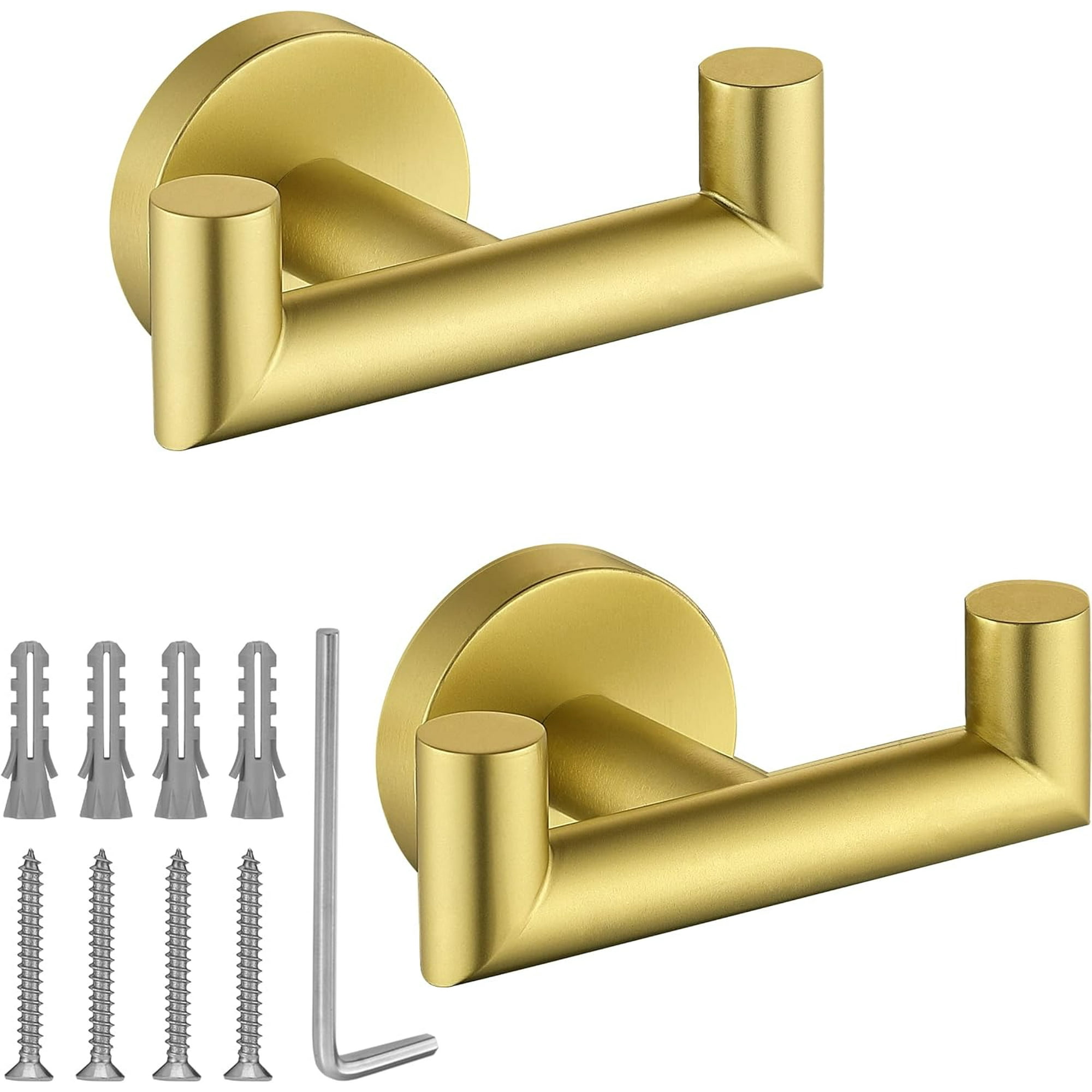Towel Hooks for Bathrooms Gold Towel Hook for Kitchen Bathroom SUS304 Stainless Steel Coat Hook Heavy Duty Double Towels Holder Hooks 2 Pack Walmart