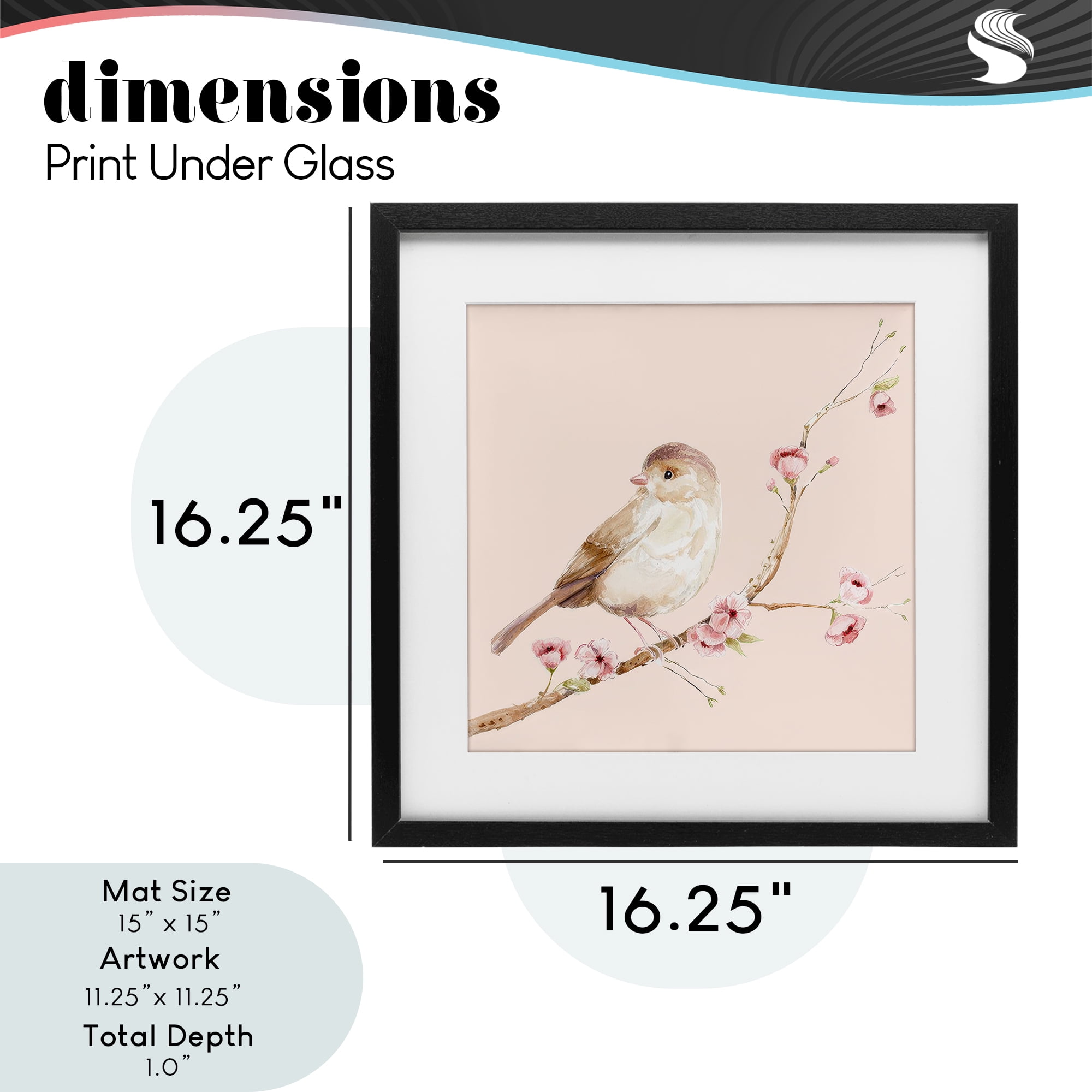Sweet Brown Bird Perched Black Framed Print Under Glass, design by Lisa Wehmeyer