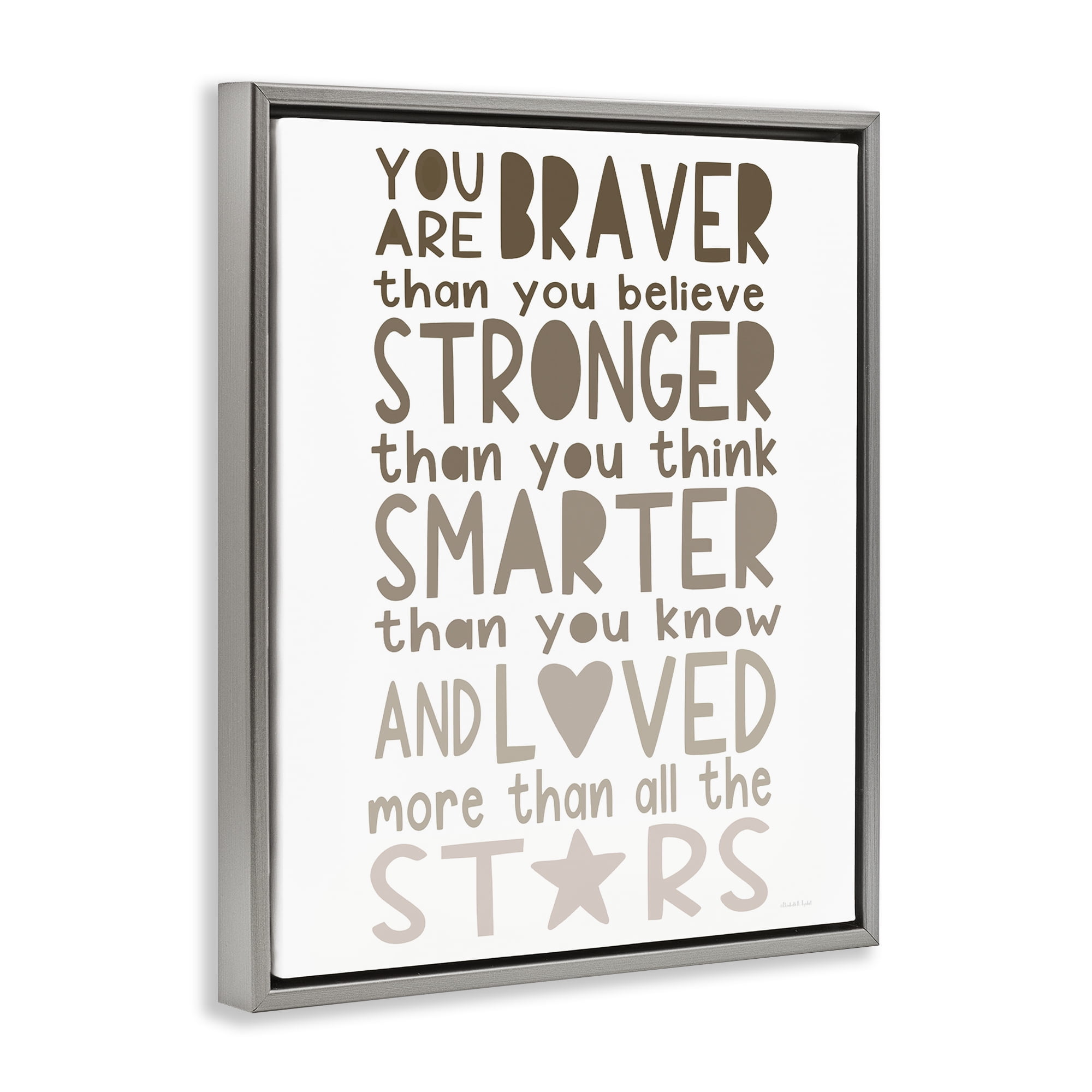 Stupell Industries Loved More Than The Stars Gray Framed Floater Canvas Wall Art, design by Elizabeth Tyndall