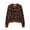 Brown, variant on JIAYUE Women Fuzzy Sweater Jacket Leopard Print Crew Neck Button‑Front Long Sleeve Cropped Knit Cardigan for Party Wear