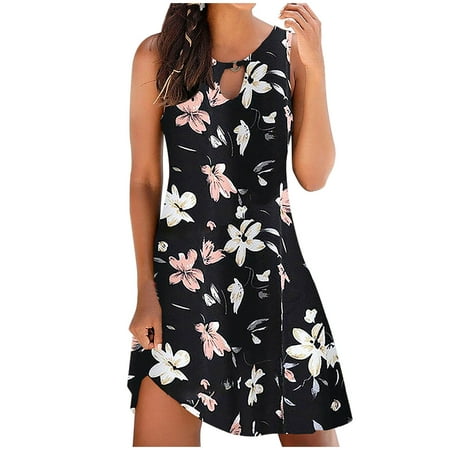 

Red Dresses for Women Valentines Dress for Women Fashion Women s Casual Sleeveless O-Neck Ladies Hollow Out Slim Mini Dress on Clearance Prom Dresses Womens Tops Dressy Casual Black L