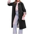 thumbnail image 3 of Spring Fall Women Plaid Patchwork Long Sleeved Single Breasted Casual Trench Coat, 3 of 6