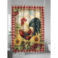 thumbnail image 5 of Red Rooster Flowers Egg Shower Curtain, Vintage Style Farm Rooster Red Plaid Waterproof Shower Curtain Set with 12 Hooks Lightweight Washable Fabric Shower Curtains for Bathroom 72x78 Inches, 5 of 6