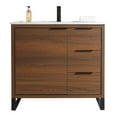 thumbnail image 2 of Fine Fixtures Opulence Collection 36 in. W x 18 in. D x 33 in. H Bathroom Vanity in Walnut Ebony with White Ceramic Sink - Black hardware, 2 of 8