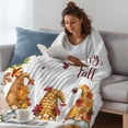 thumbnail image 4 of Hello Fall Fleece Throw Blanket for Couch, Thanksgiving Gnomes Mapel Leaf Pumpkins Microfiber Flannel Blanket for All Season, Lightweight Soft Throw Blankets for Women, Girls, Adults, 50"x80", 4 of 9
