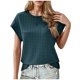 thumbnail image 2 of Puntoco Liquidación de blusas cortas para mujer Blusa informal de cuello redondo y manga corta de color liso para mujer, 2 of 5
