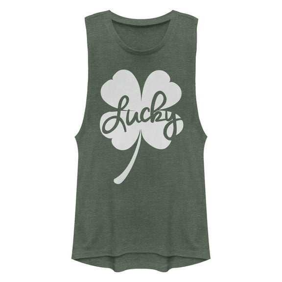 Junior's Lost Gods St. Patrick's Day Lucky Retro Shamrock Festival Muscle Graphic T-Shirt