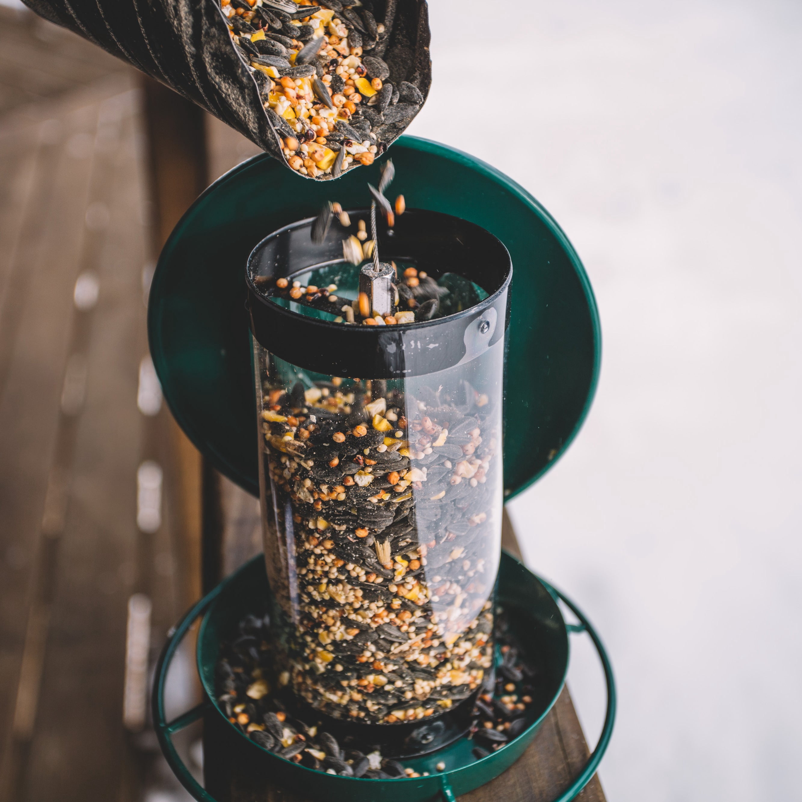 Metal Bird Feeder for Outside Hanging, Wild Bird Feeders for Cardinal, Large Roof and Tray - 6 Port