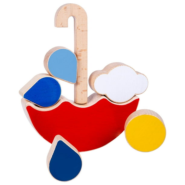 Juguetes apilables de madera Souptoys, juegos de bloques apilables, juguetes de rompecabezas, bloques de equilibrio, Sombrilla