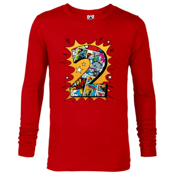 Marvel Avengers Comics 2nd Birthday - Long Sleeve T-Shirt for Men - Customized-New Red