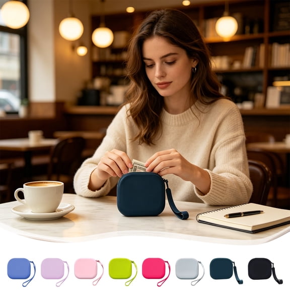Viflosae Toiletry Bags for Traveling Women Small Toiletry Bag Silicone Zipper Pouch Waterproof Travel Storage Bag with Wrist Lanyard for Earbuds Data Cables Coin and Passport