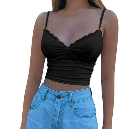 

ZHAGHMIN Ahletic Tops For Women Cute Flower Tops Women Lace Trim Vintage 90S Kawaii Clothes Structure Stitched V Neck Corset Top Shirt Women Sleeveless Brand Plus Size Women 4 Cropped Tops 3Xl Tops
