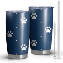 20oz Tumblers Paw Print Stainless Steel Vacuum Insulated Double Wall Travel Tumbler Cups Mug with Lid and Straw,Cleaning Brush for Cold & Hot Drinks