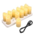 thumbnail image 2 of 12 velas sin llama recargables, realistas, cálidas, amarillas, LED, inalámbricas, velas eléctricas yeacher Cable USB, 2 of 7