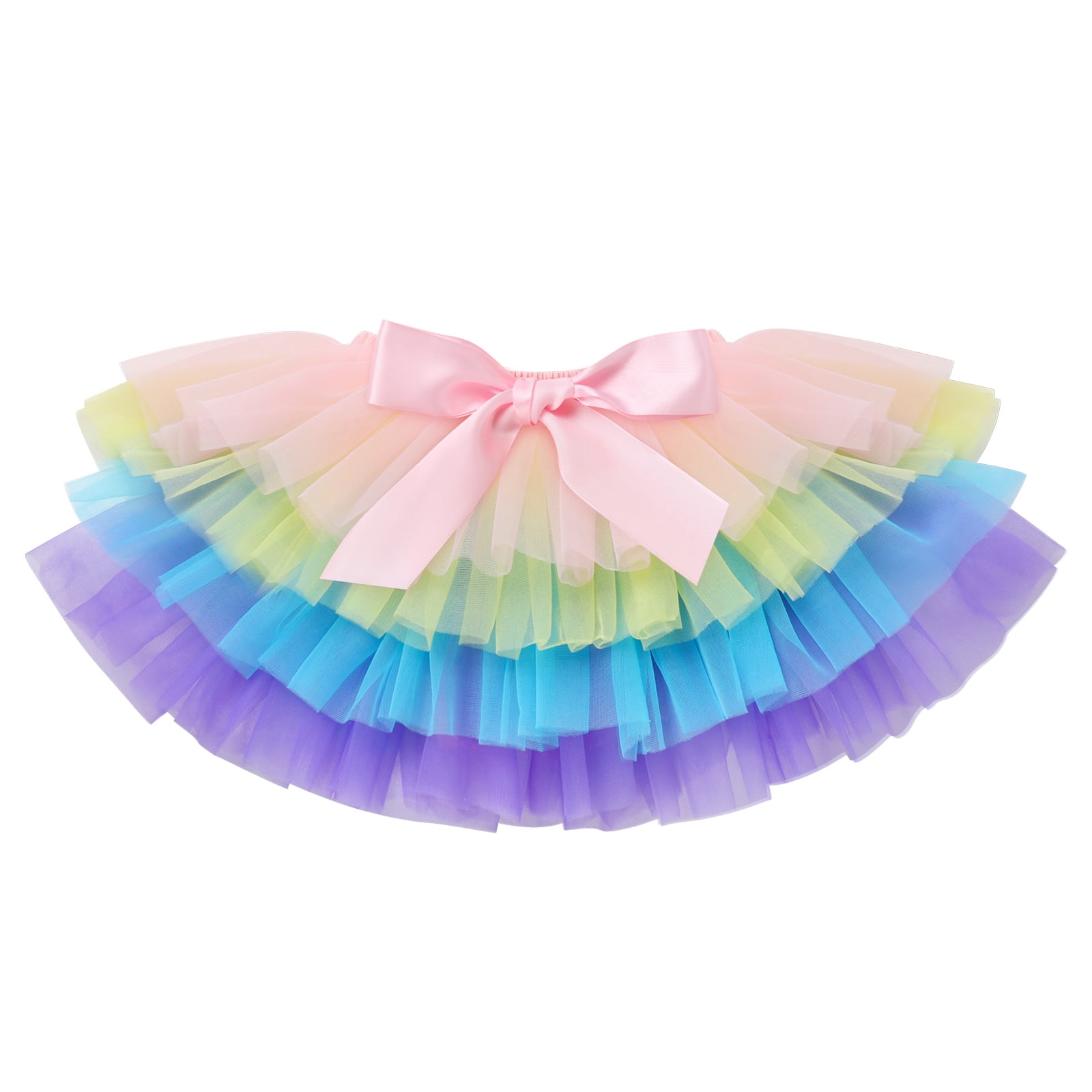 FYMNSI Baby Girls Birthday Outfit Cake Smash Outfit Romper Ruffle Tulle Tutu Skirt with Headband Clothes Set 2T 2nd Rainbow Queens
