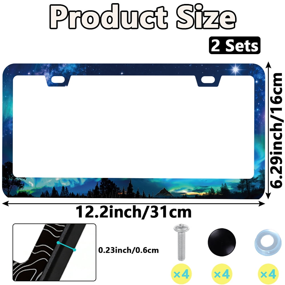 2Pcs 201 Stainless Steel License Plate Frames Number Plates Frame Holder for Auto-Car-Truck Forest 310x160x6mm