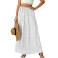 thumbnail image 2 of Women Skirts Plus Size Solid Color High Waist Casual Loose Hollow Comfy A-Line Long Skirt, 2 of 9