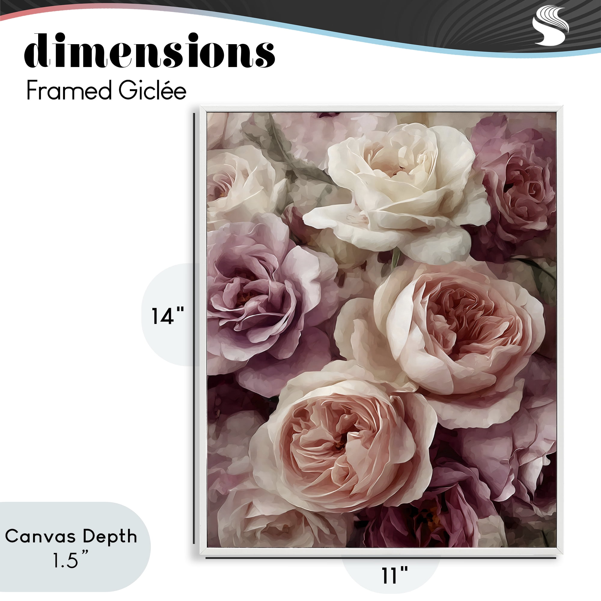 Stupell Industries Sweet Roses in Blush Pink White Framed Giclee Art, design by Franklyn Gregory