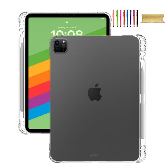 Allytechgroup TPU Clear Case Cover for Apple iPad Pro 13 inch 2024 M4, With Pencil Holder Slim Fit Transparent Anti-Yellow Shockproof Bumper Case Cover for iPad Pro 13 2024, Clear