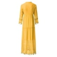 thumbnail image 5 of Women's Deep V-Neck Bell Sleeve Maxi Dress - Embroidered & Crochet Trim Beach Cover-Up Summer 2025,Size M, 5 of 6