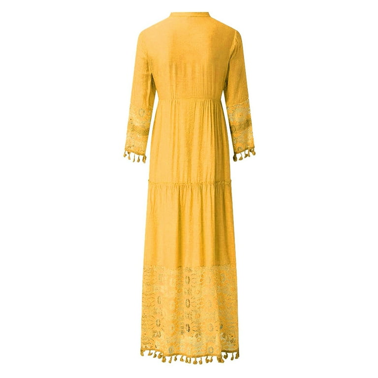 Women's Deep V-Neck Bell Sleeve Maxi Dress - Embroidered & Crochet Trim Beach Cover-Up Summer 2025,Size M - Walmart.com Women's Deep V-Neck Bell Sleeve Maxi Dress - Embroidered & Crochet Trim Beach Cover-Up Summer 2025,Size M - Walmart.com