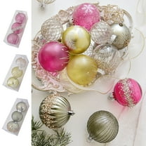 AYktou 3Pcs Christmas Balls Ornaments, Colored Plastic Hanging Balls Xmas Tree Decor Set Multiple Style Hanging Pendants Christmas Baubles for Home Xmas Tree Holiday Party Scene Aarrangement, Pink