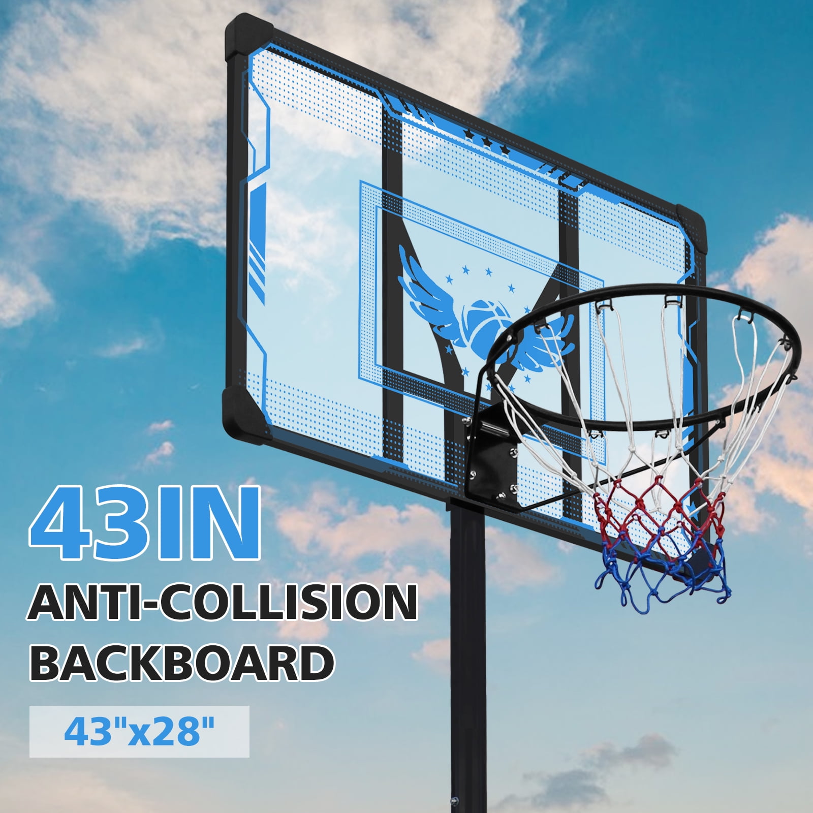 Basketball Hoop Adjustable Height 4.74-10 Ft, Portable Basketball Stand for Outdoor&Indoor