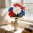 thumbnail image 4 of dajkiuy Artificial Flower Patriotic Memorial Bouquet Red White and Blue Flower for 4th of July Independence Day Memorial Day Party Supplies Home Table Decor, 4 of 6