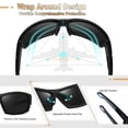 thumbnail image 5 of KANASTAL Black Sports Sunglasses Mens Wrap Around Polarized Womens Rectangular TR90 Curved Running Cycling Golf Driving Fishing UV400 - Matte Black, 5 of 8