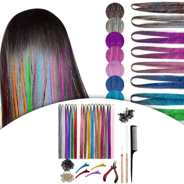 Extensiones de cabello Tinsel Glitter Colcomx de 120cm Oropel de extensión de cabello