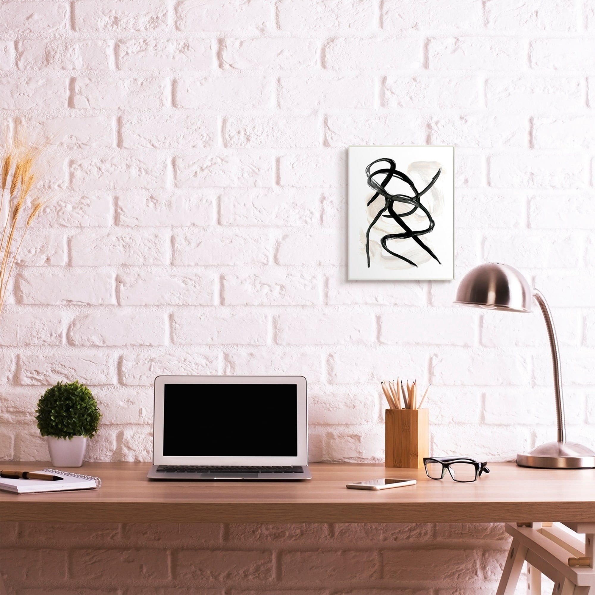 Stupell Industries Abstract Paint Strokes Layered Black Brown Wall Plaque by Daphne Polselli