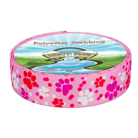 Country Brook Design® 1 1/2 inch Puppy Love Polyester Webbing, 5 Yards