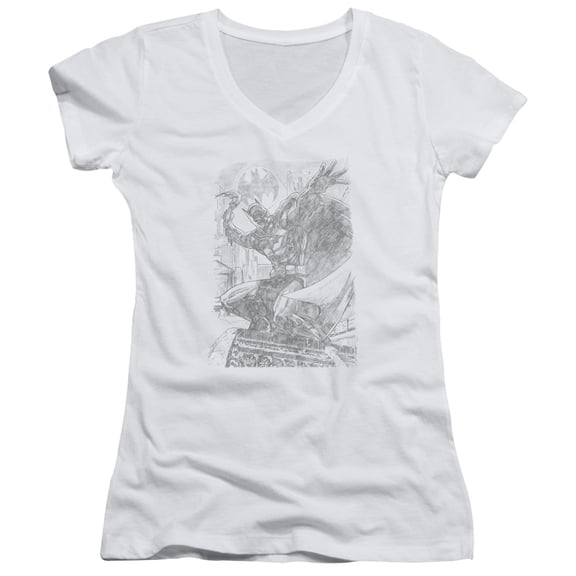 Batman Pencil Batarang Throw Junior Women's T-Shirt V-Neck White
