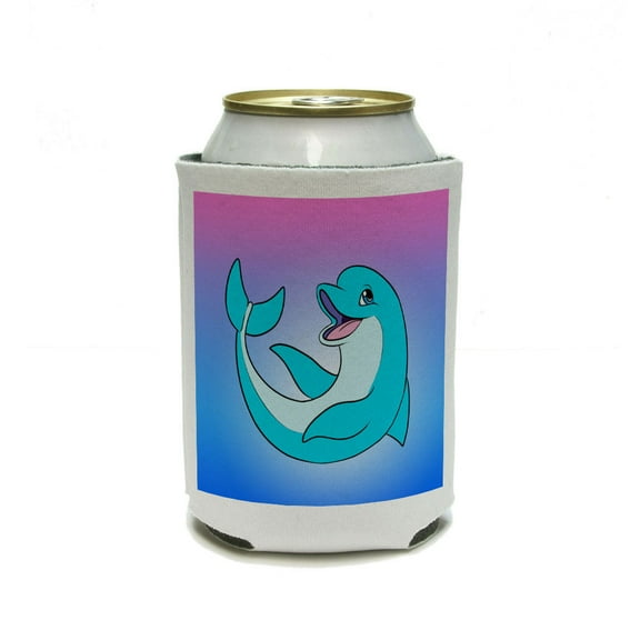 Happy Cartoon Dolphin - Beach Ocean Vacation Cute Can Cooler Drink Insulator Beverage Insulated Holder