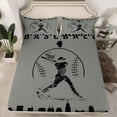 thumbnail image 2 of Homewish Grey Black Baseball Full Size Sheets for Teens, Vintage American Sports Bed Sheets, Cartoon City Print Sheet Sets, Luxury Bedroom Decor, 4-Piece, 2 of 7