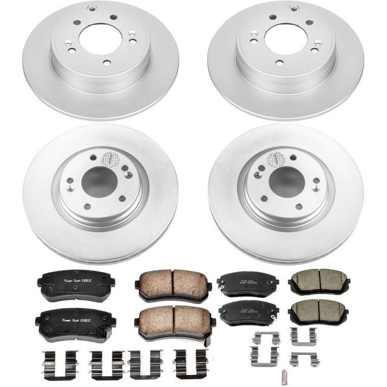 PowerStop Front and Rear Geomet Coated Brake Rotor and Pad Kit Fits: HYUNDAI Select Models CRK6981