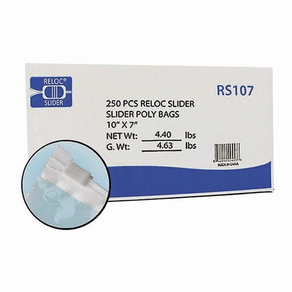 Reloc Zippit Reclosable Poly Bag,Slide Seal,PK250 RS107