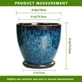 thumbnail image 3 of Ceramic Planter,6 inch Round Flower Pot with Drainage Hole & Saucer Modern Pots for Indoor Plants Like Succulents Home Decor Accent Blue Glaze, 3 of 6